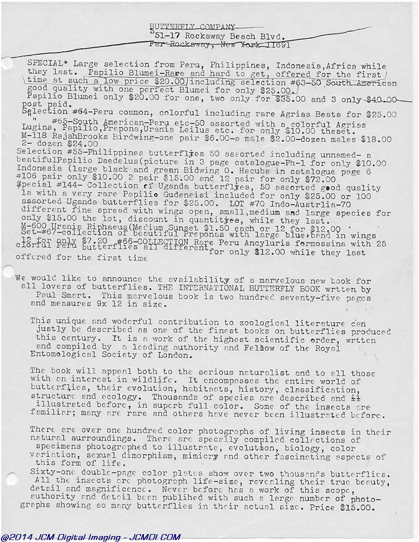 The Butterfly Company(NY) ads, forms, fliers